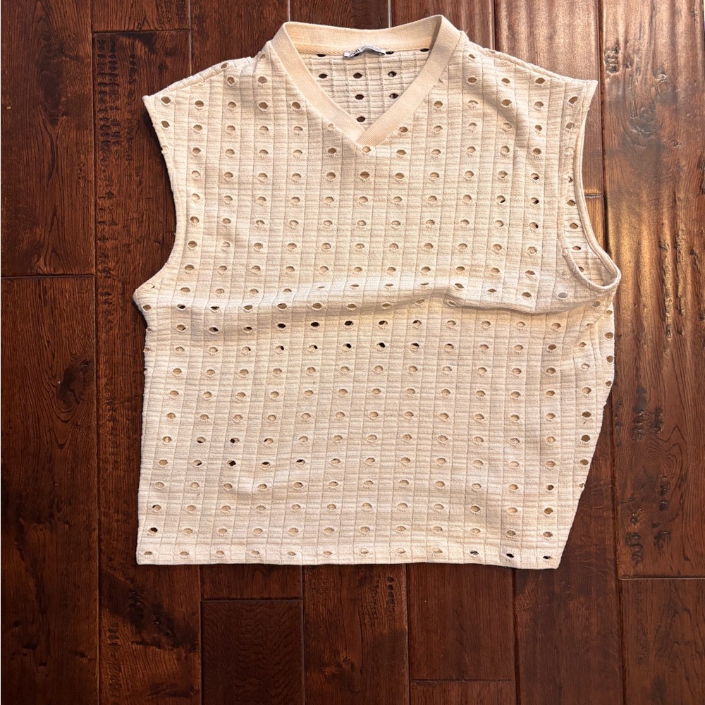 Zara Beige Textured Tank Top